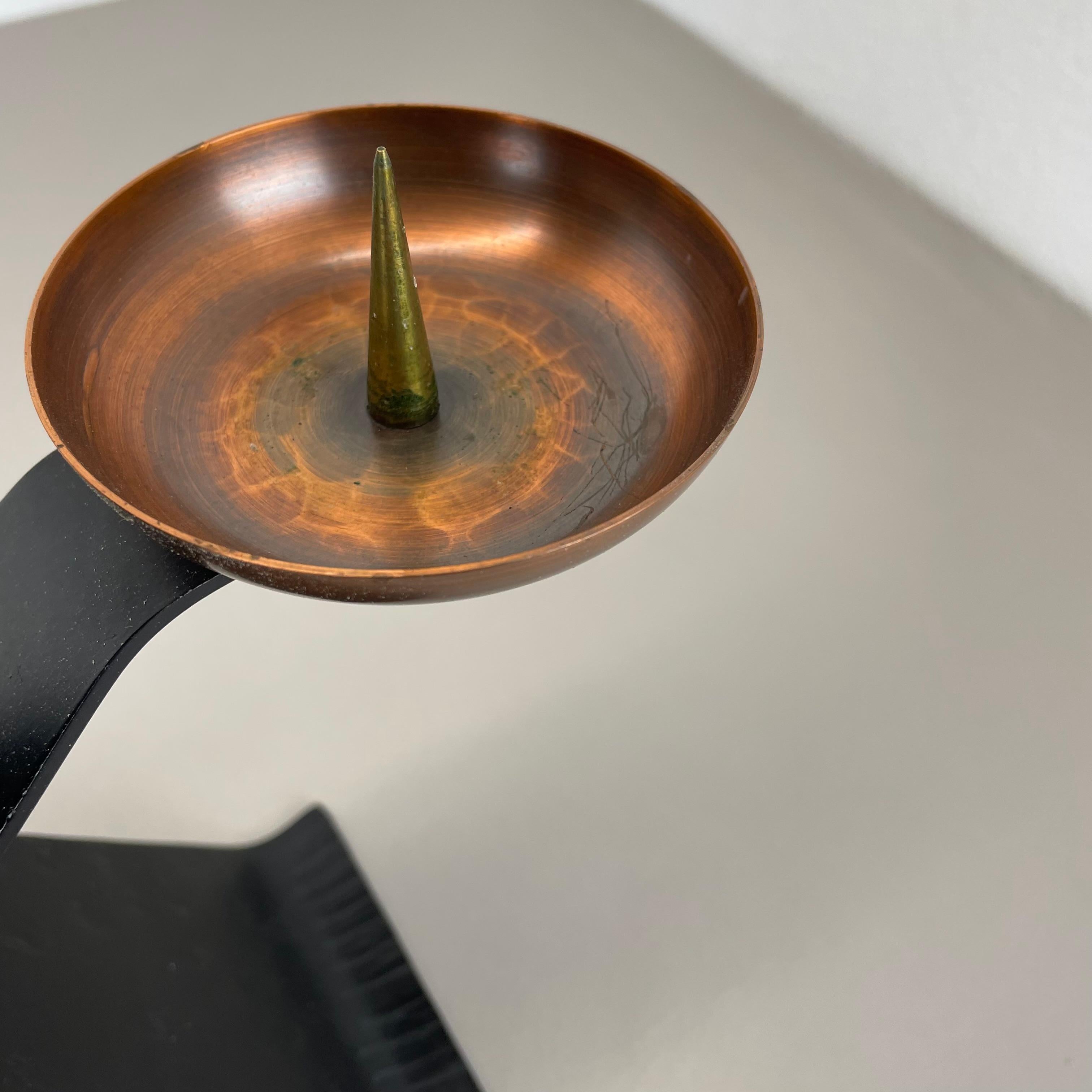 Modernist Auböck Style Brutalist copper and metal Candleholder, Austria 1970s For Sale 6