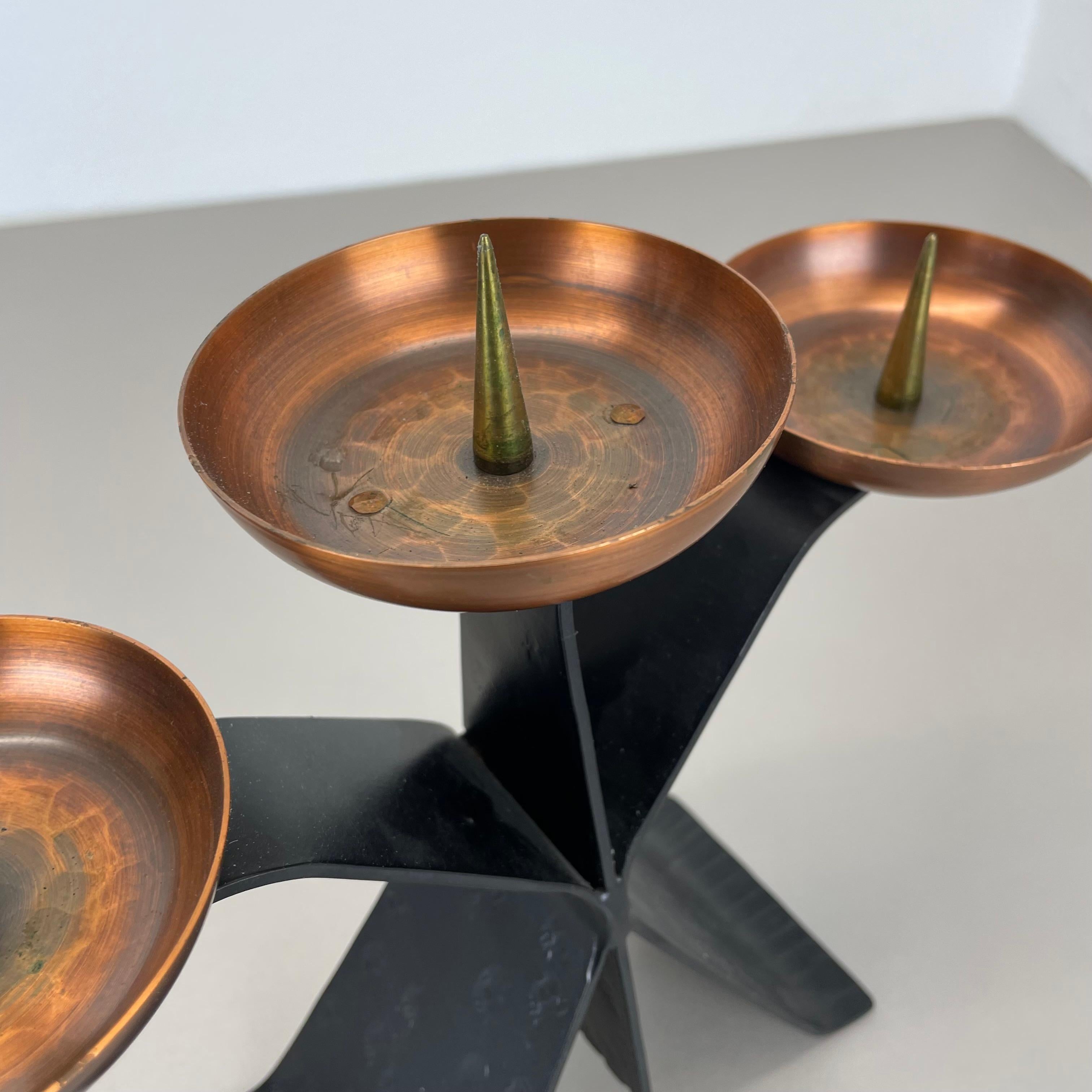 Modernist Auböck Style Brutalist copper and metal Candleholder, Austria 1970s For Sale 10
