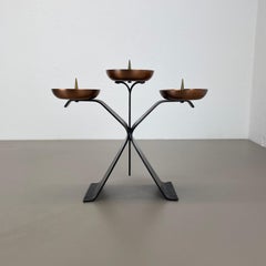 Modernist Auböck Style Brutalist copper and metal Candleholder, Austria 1970s