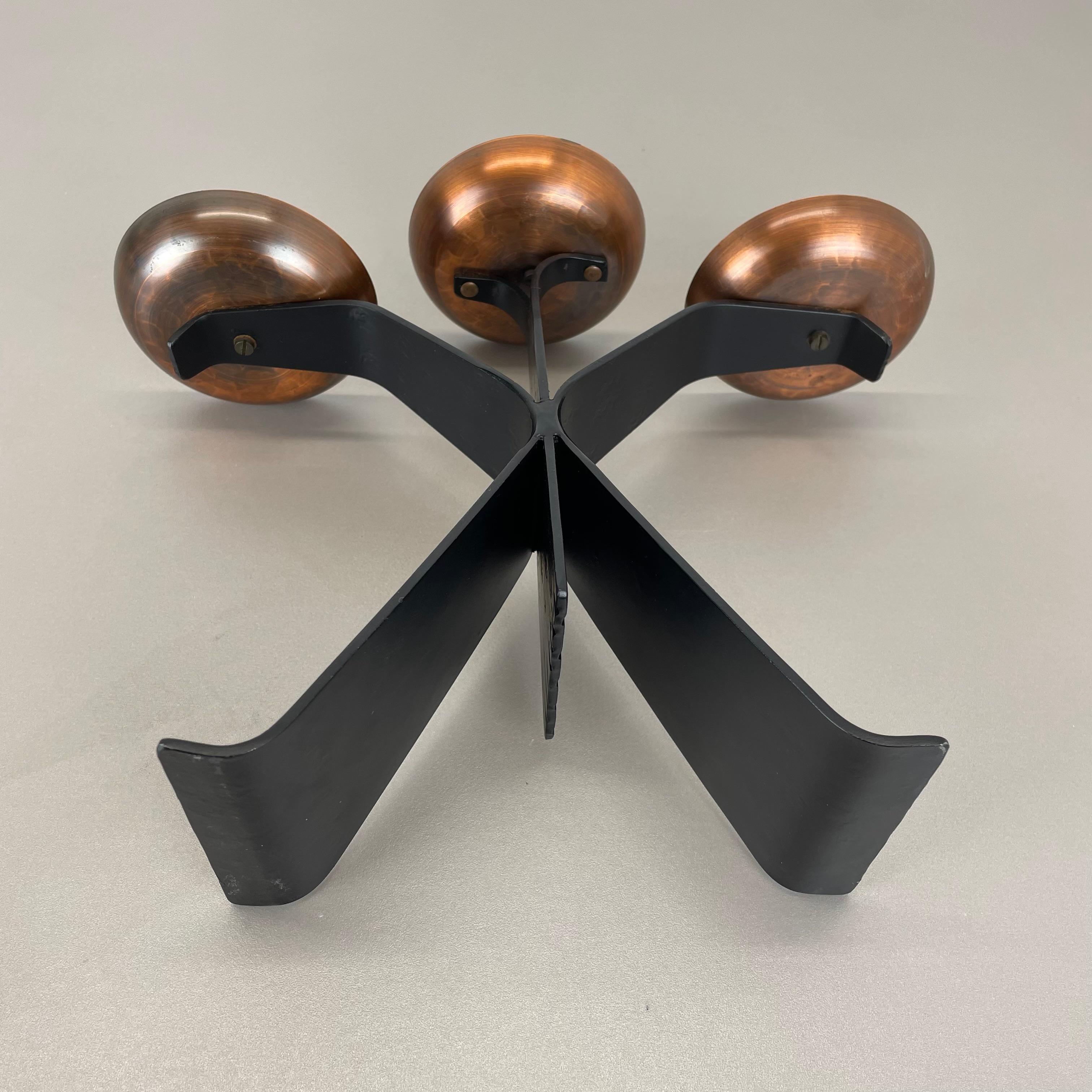Modernist Auböck Style Brutalist copper and metal Candleholder, Austria 1970s For Sale 13