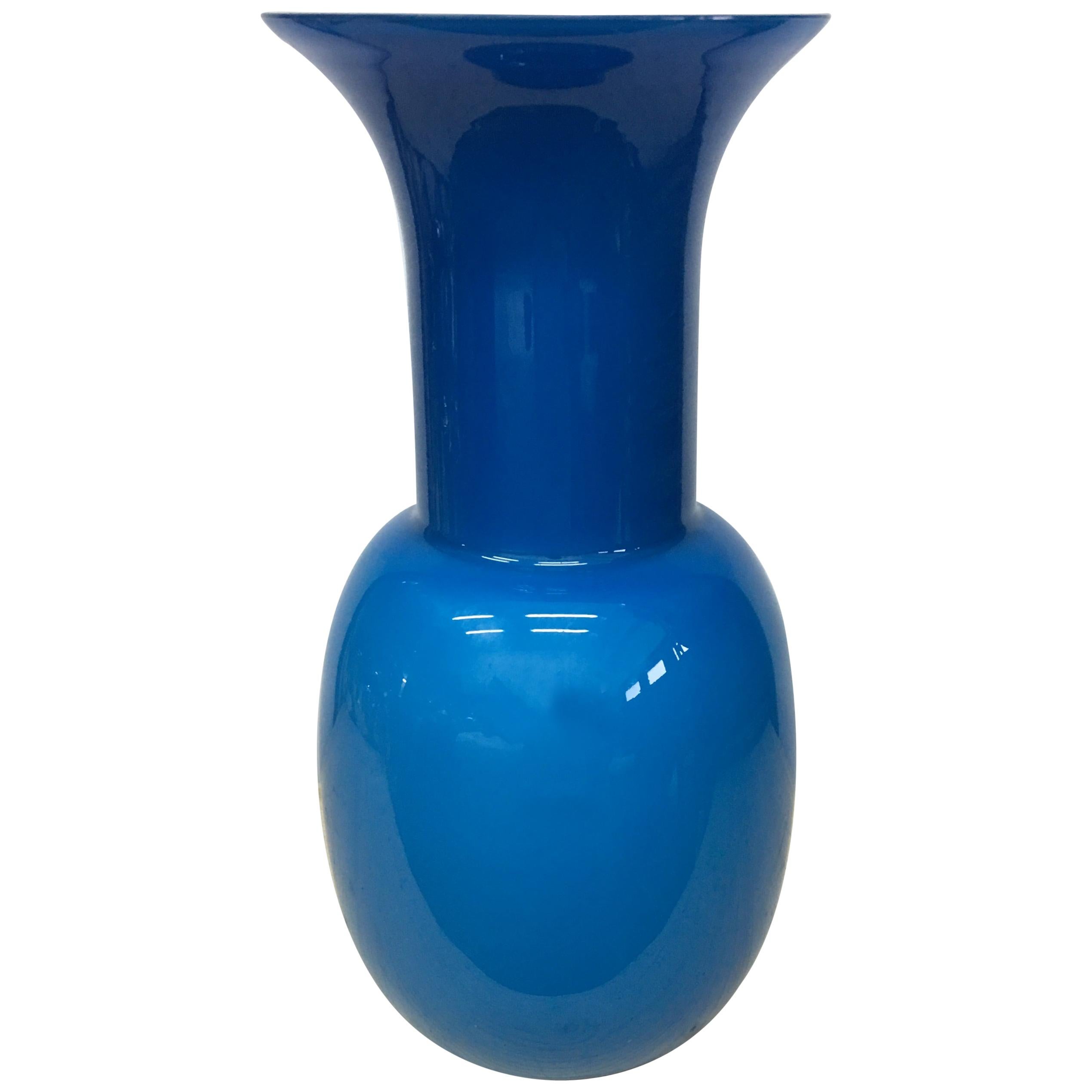 Modernist Aureliano Toso blue Murano Glass Vase, Italy, 2000