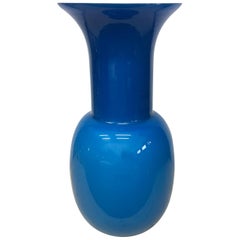 Modernist Aureliano Toso blue Murano Glass Vase, Italy, 2000