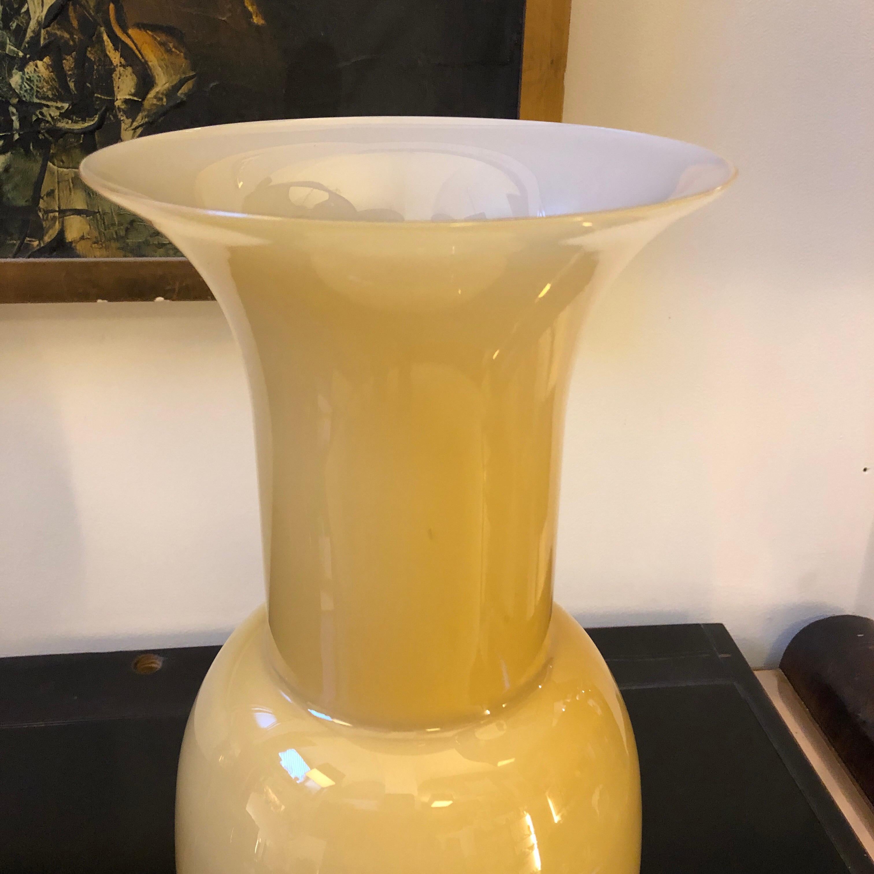Hand-Crafted Modernist Aureliano Toso Light Brown Murano Glass Vase, Italy, 2000