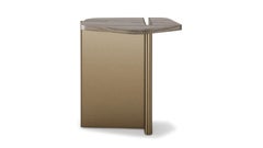 Modernist Aurora Side Table In Wooden And Metallic Base
