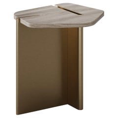 Modernist Aurora Side Table In Wooden And Metallic Base