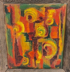 Modernist Autumnal Abstract Oil Painting by Lawrence Easton, Circa 1960s