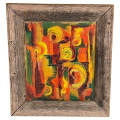 Modernist Autumnal Abstract Oil Painting by Lawrence Easton, Circa 1960s