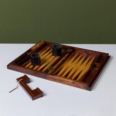 Modernist Backgammon Set by Don Shoemaker, Rosewood Marquetry, 1960s