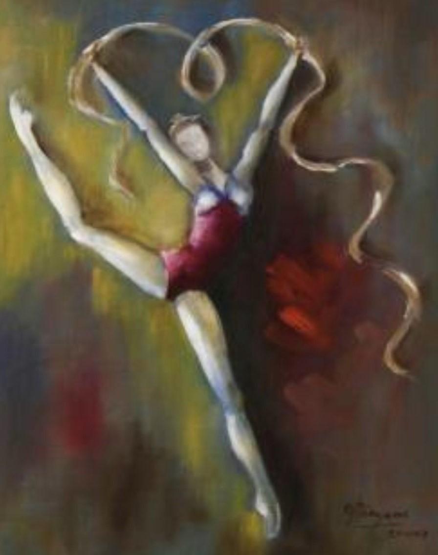 Modernistische Ballerina der Moderne, Öl auf Leinwand „Bailarina“ von Olga Pargana, datiert 2002, signiert (Portugiesisch) im Angebot