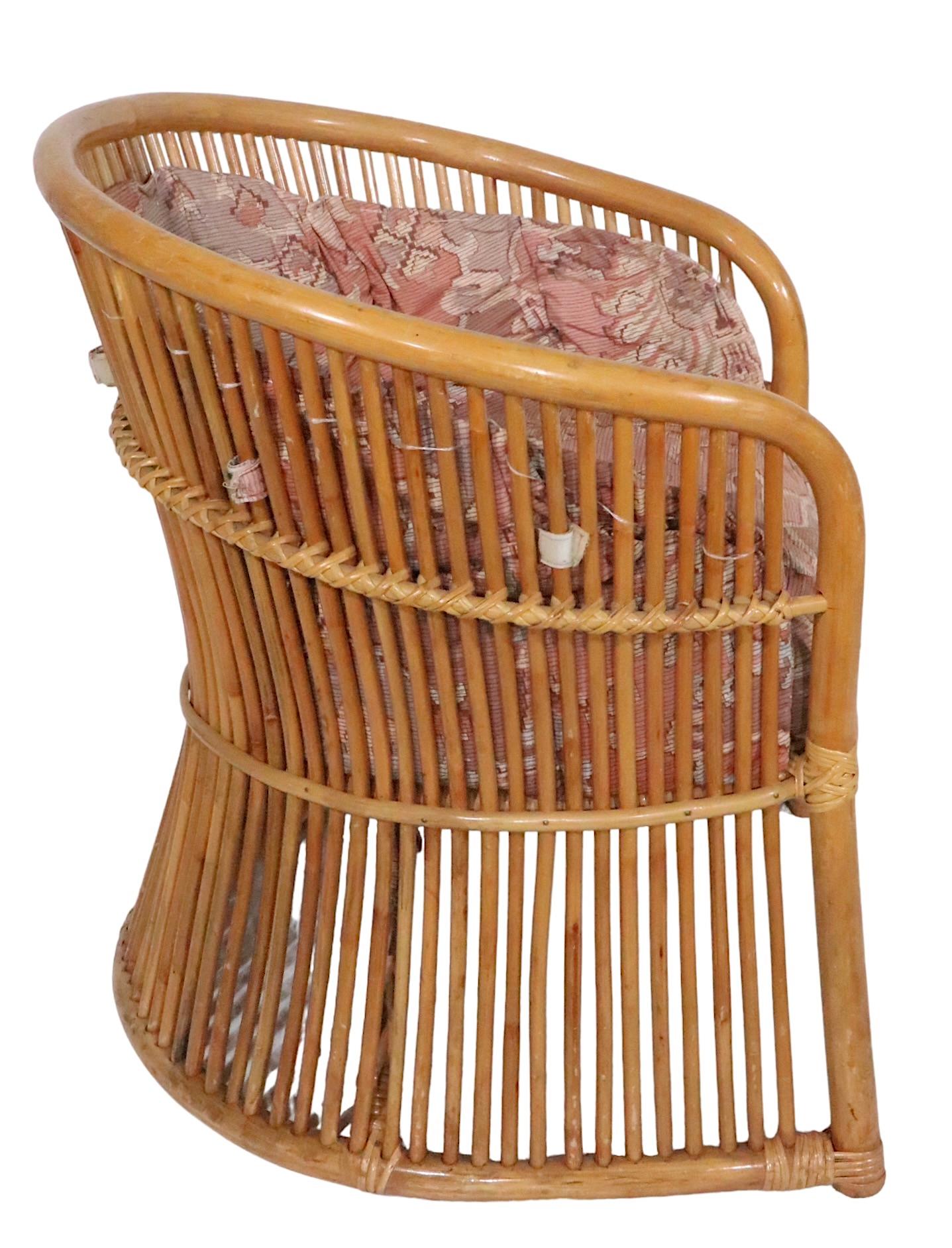 Modernist Bamboo Reed Tub Chair For Sale 2