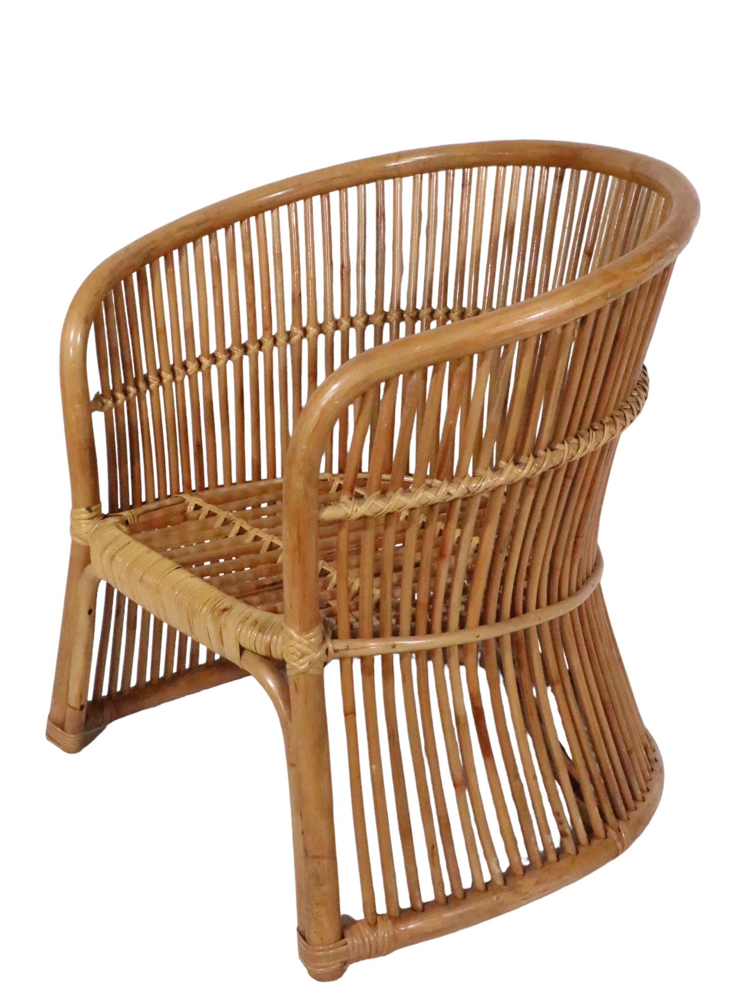 American Modernist Bamboo Reed Tub Chair  For Sale