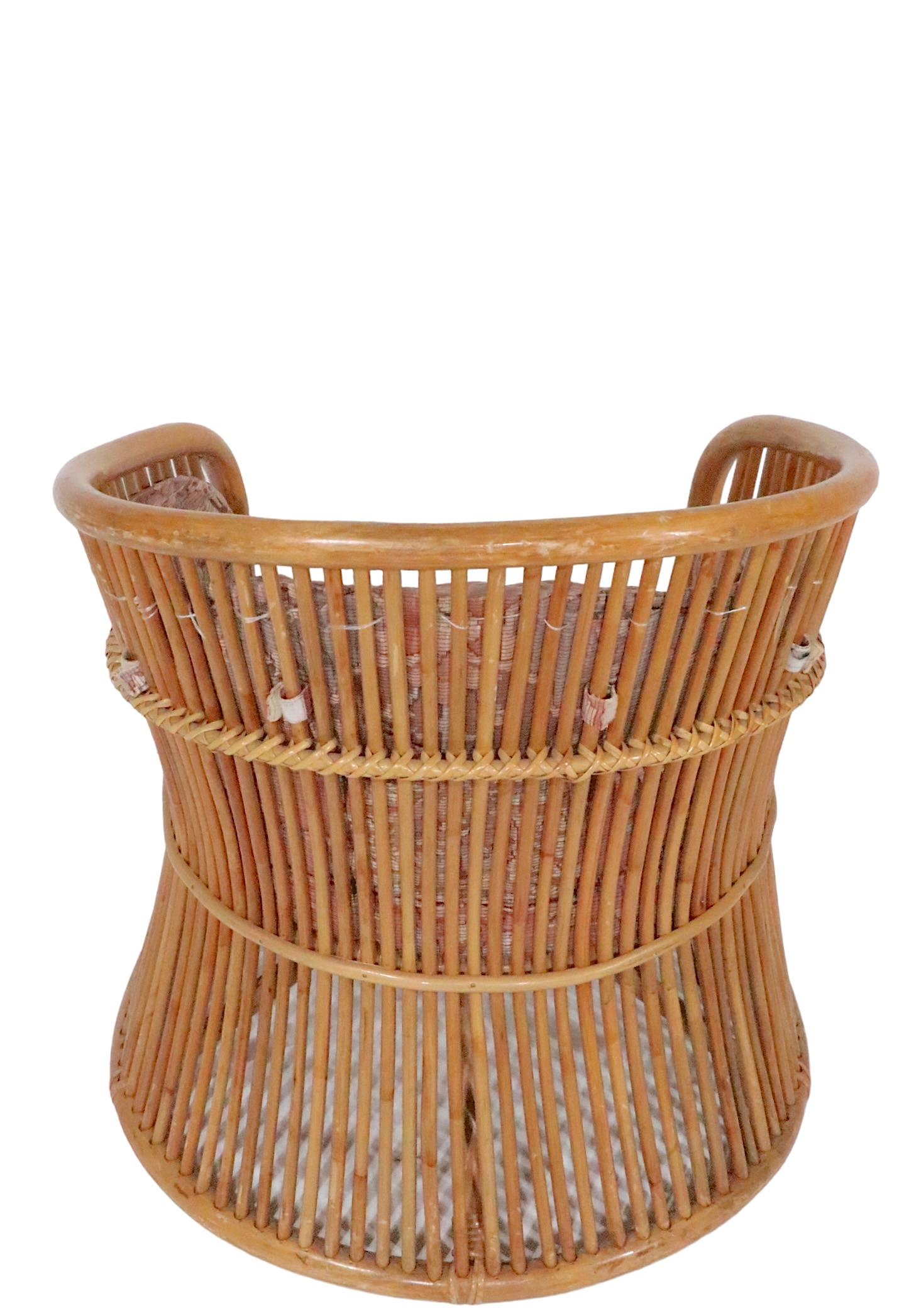 20th Century Modernist Bamboo Reed Tub Chair  For Sale