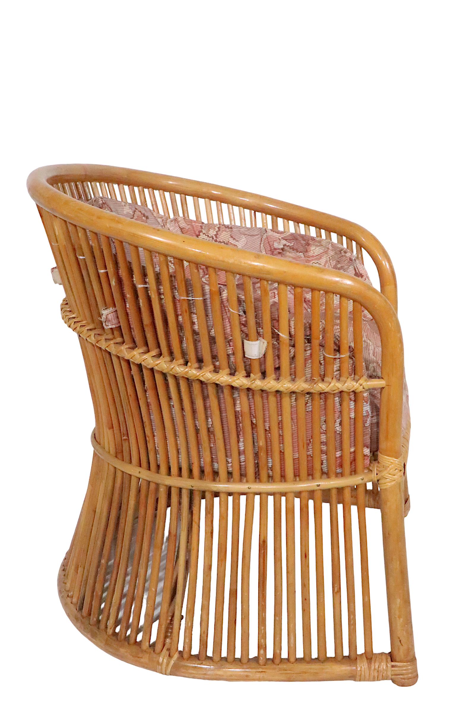Modernist Bamboo Reed Tub Chair  For Sale 1