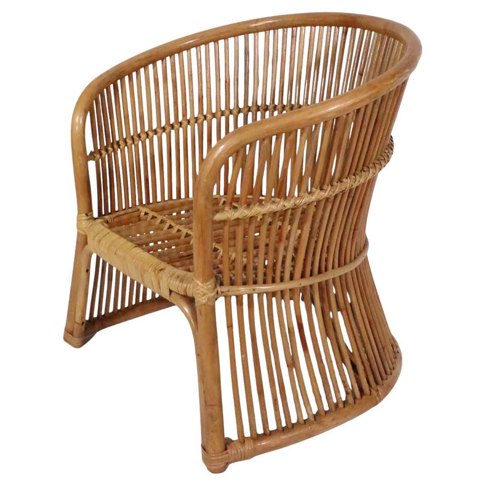 Wrapped Reed and Bamboo Swivel Tilt Lounge Chair c. 1970's For Sale at ...