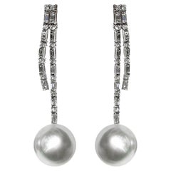 【Lustre Arc】Modernist Bar Aurora Südsee Perle Diamant Statement Ohrringe
