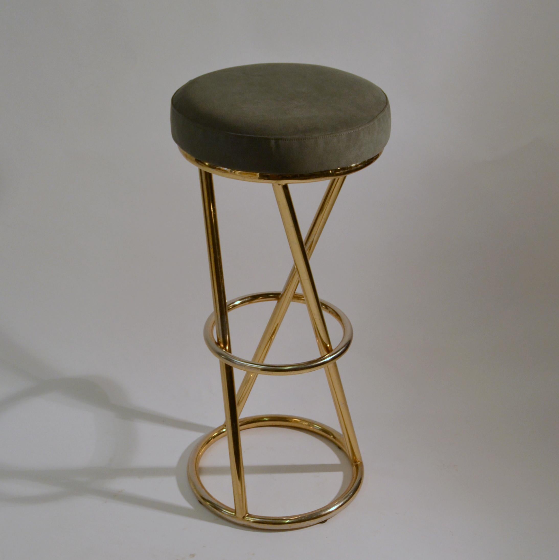 Modernist Bar Stools by Pierre Chareau in Tubular Brass or Chrome In Excellent Condition In London, GB
