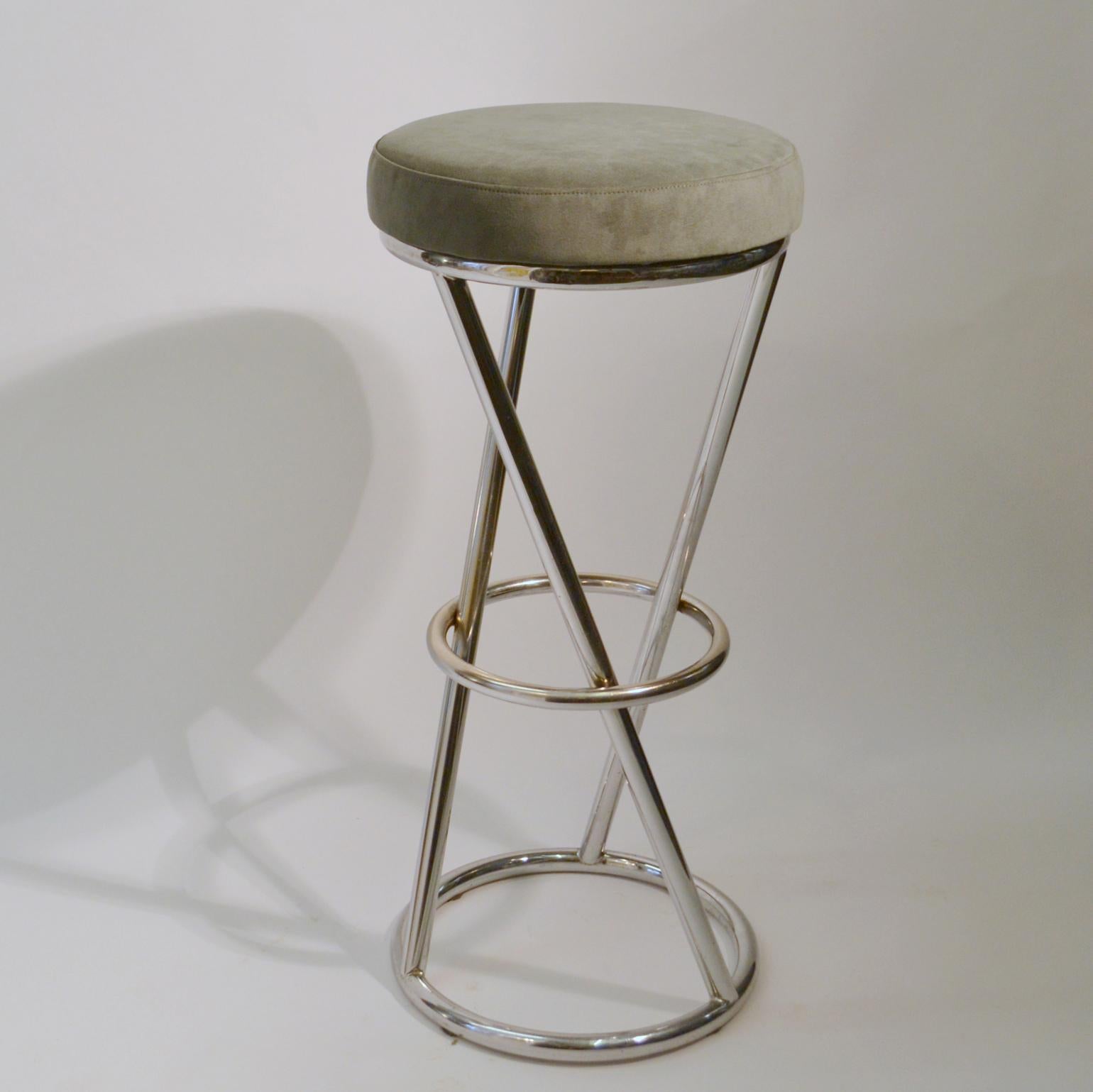 Modernist Bar Stools by Pierre Chareau in Tubular Brass or Chrome 1
