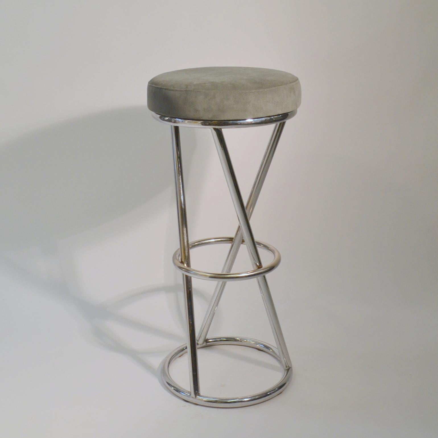 Modernist Bar Stools by Pierre Chareau in Tubular Brass or Chrome 2