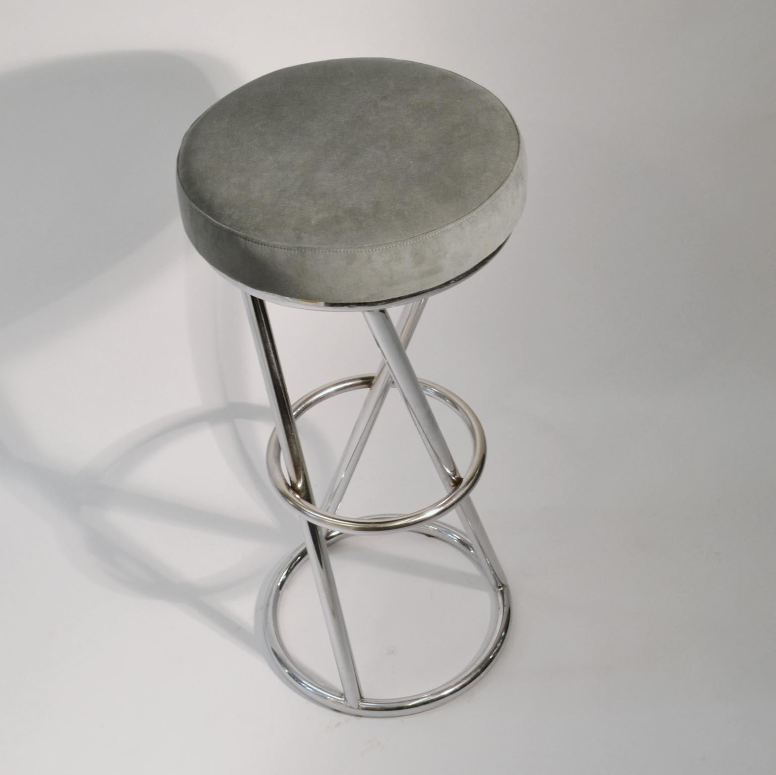 Modernist Bar Stools by Pierre Chareau in Tubular Brass or Chrome 3