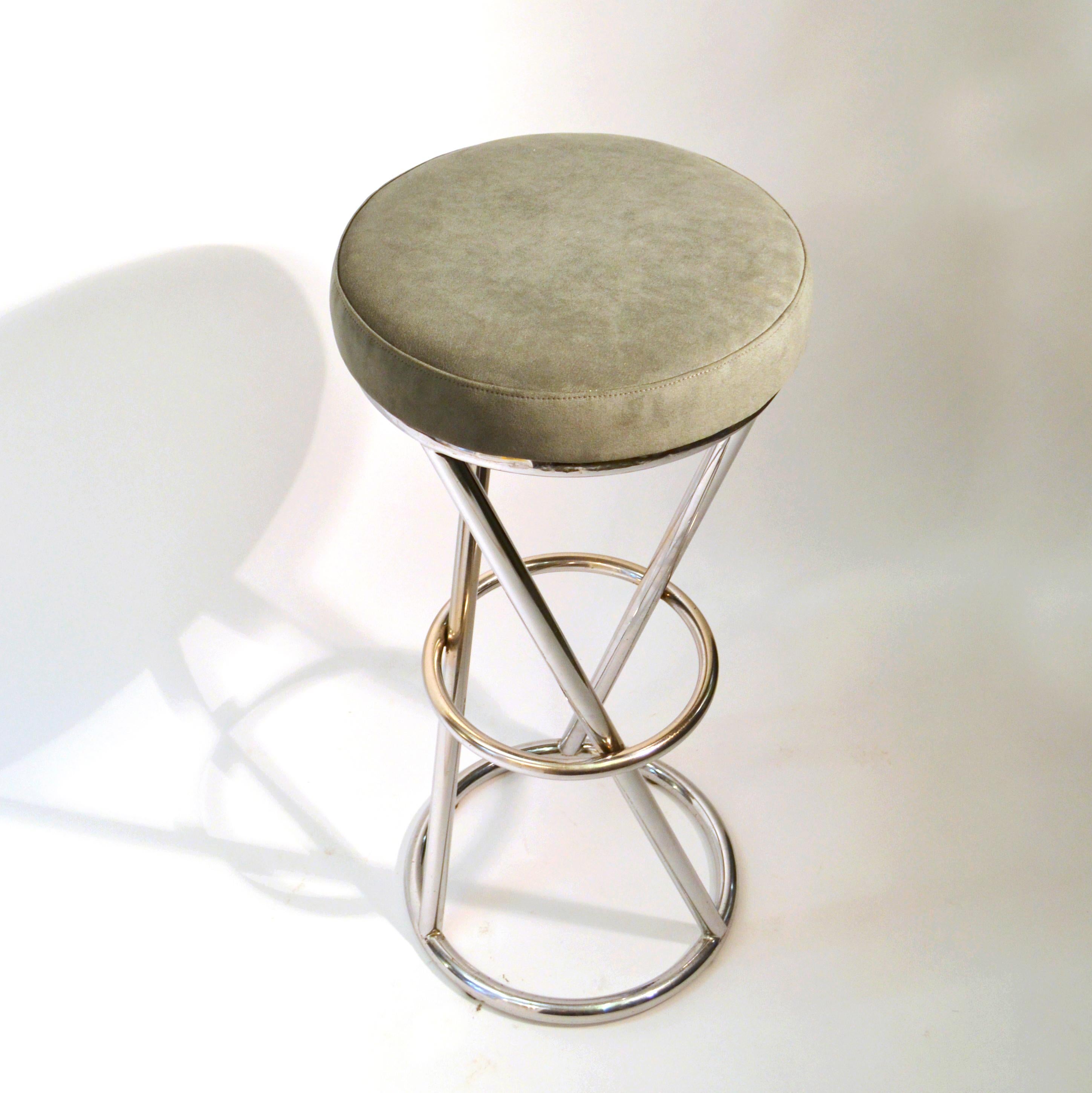 Modernist Bar Stools by Pierre Chareau in Tubular Brass or Chrome 7