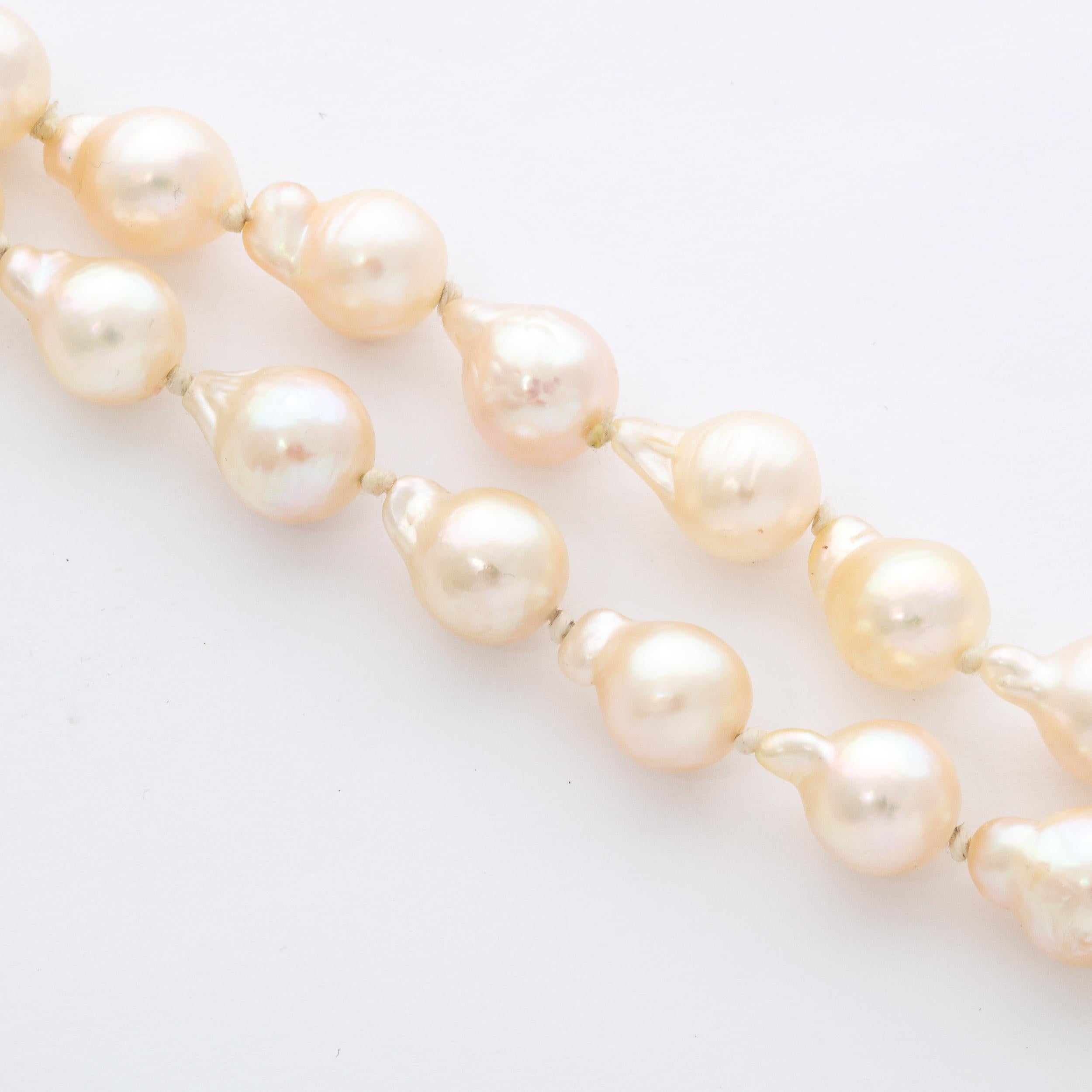 Modernist Baroque Pearl , Gold and Diamond Double Strand Pearl Bracelet  6