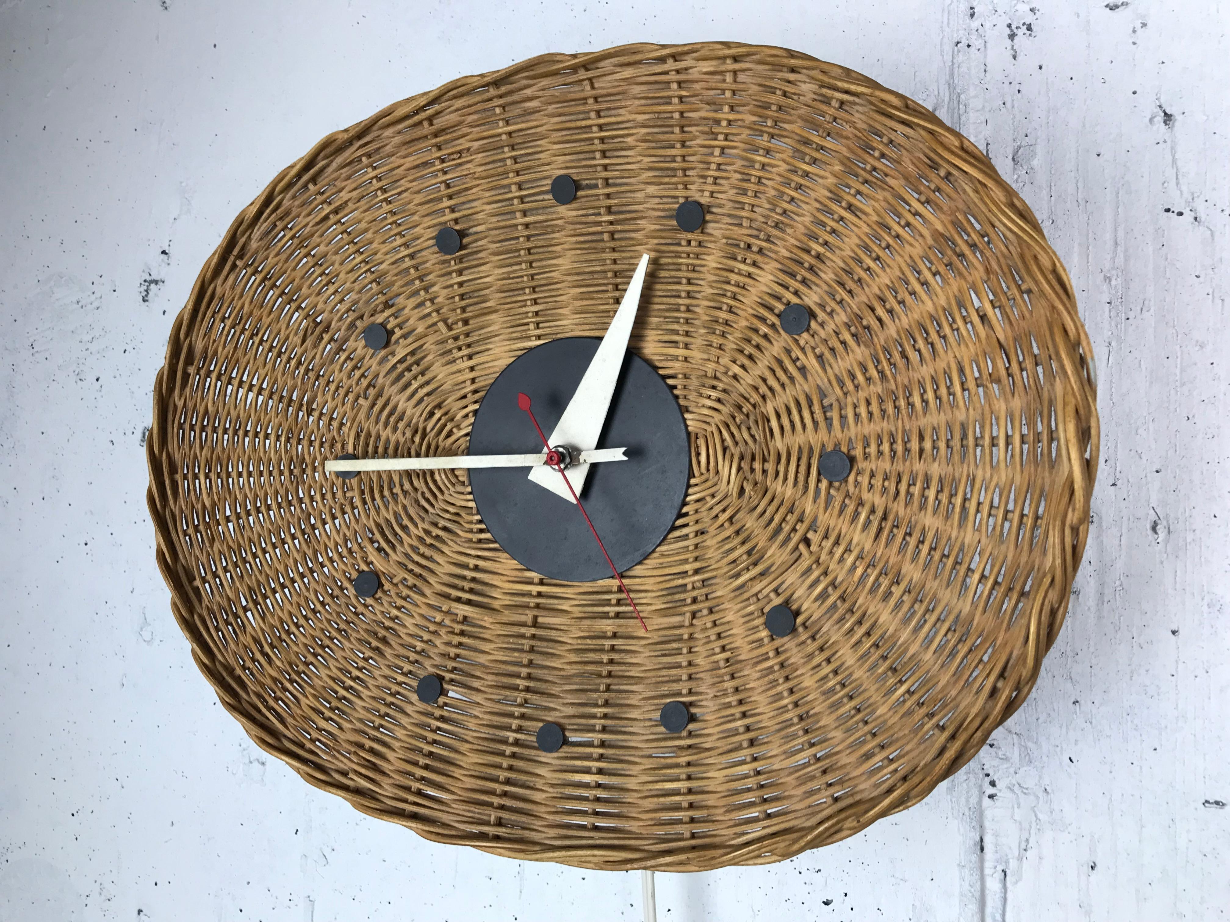 Metal Modernist Basket Wall Clock by George Nelson & Irving Harper for Howard Miller