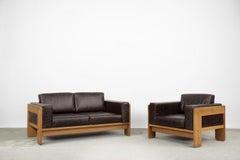 Modernist Bastiano Leather Living Room Set by Tobia Scarpa for Haimi, 1960s