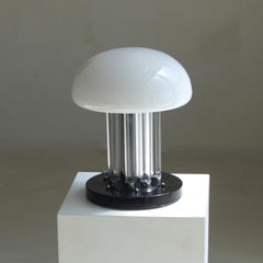 Modernist Bauhaus table lamp with opaline shade and glass rods, 1940s - 50s