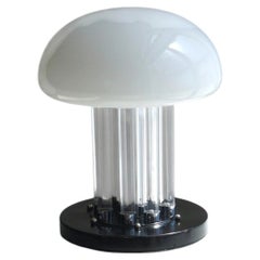 Modernist Bauhaus table lamp with opaline shade and glass rods, 1940s - 50s