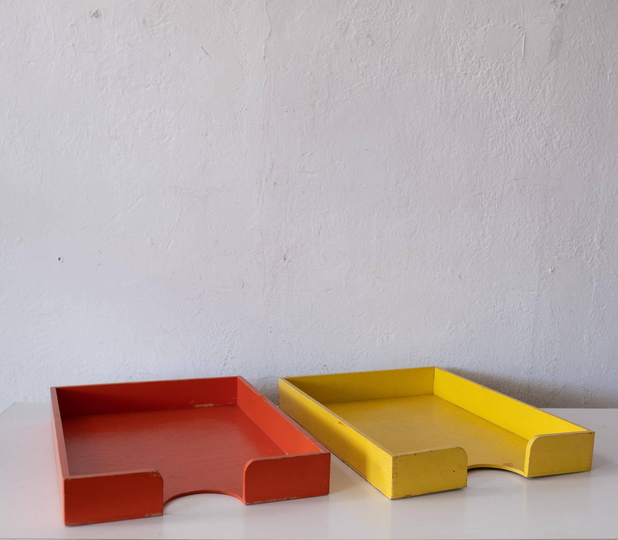 Unknown Modernist Bauhaus Wood Letter Trays For Sale