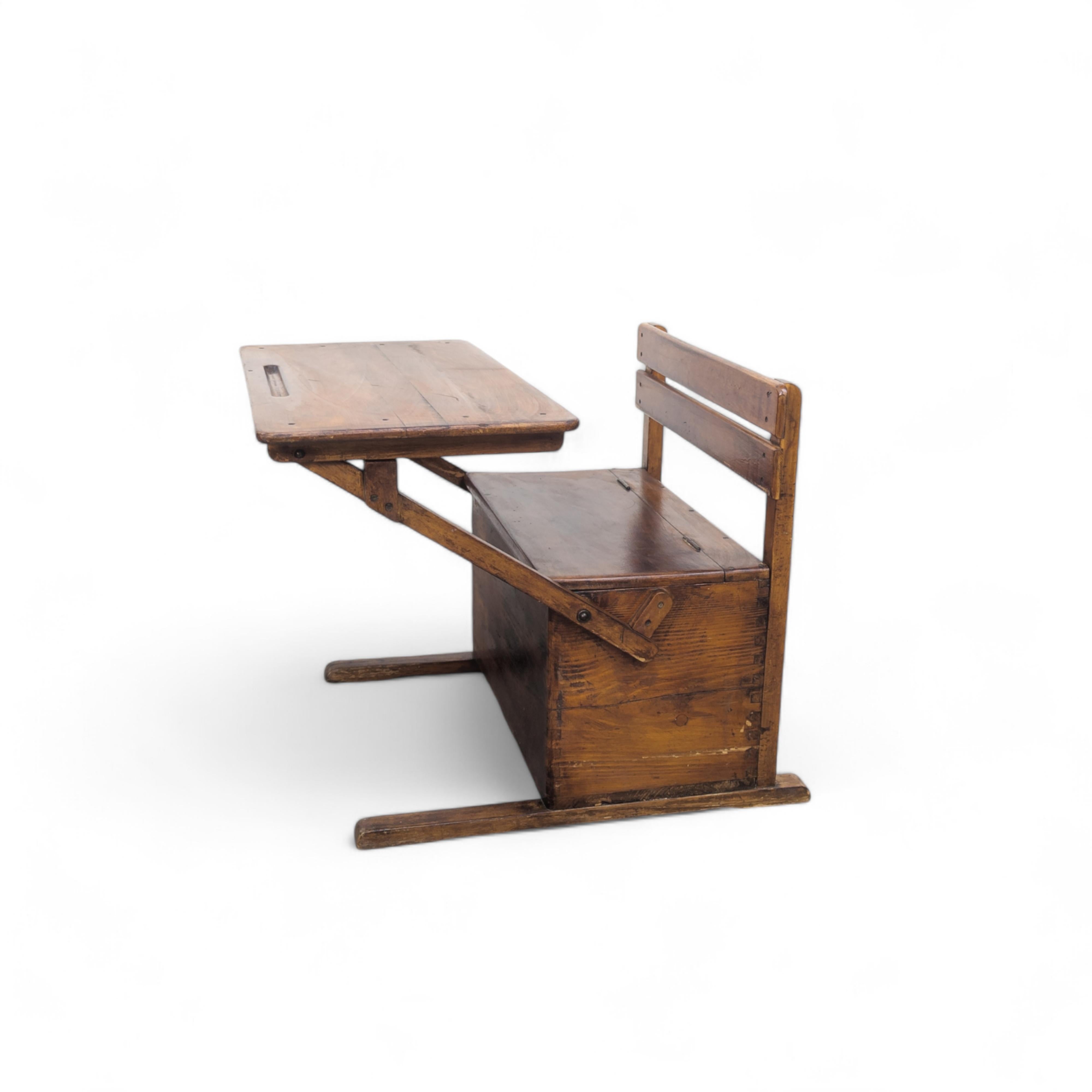 Czech Modernist Bauhaus wooden kids folding school desk, 1920s For Sale