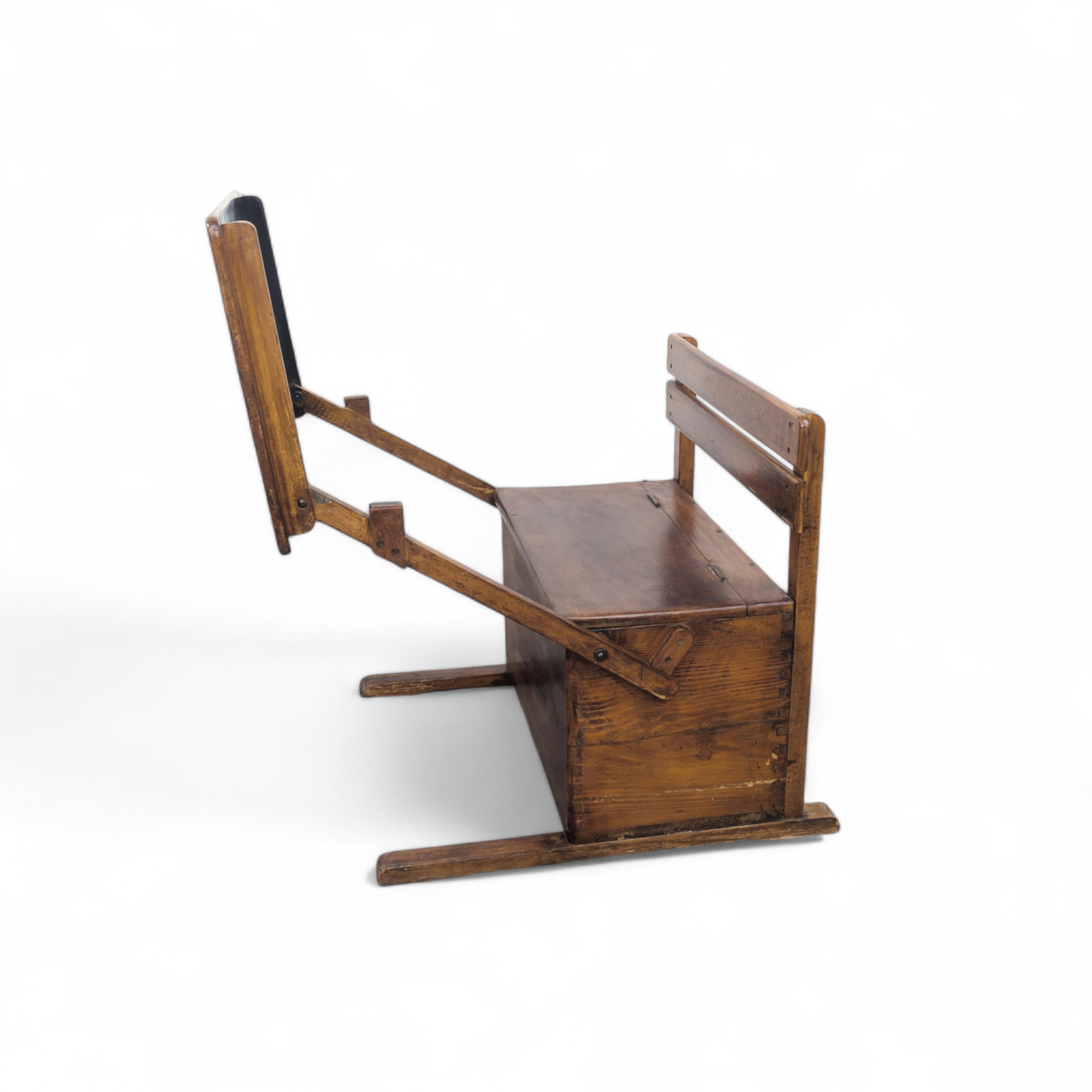 Early 20th Century Modernist Bauhaus wooden kids folding school desk, 1920s For Sale