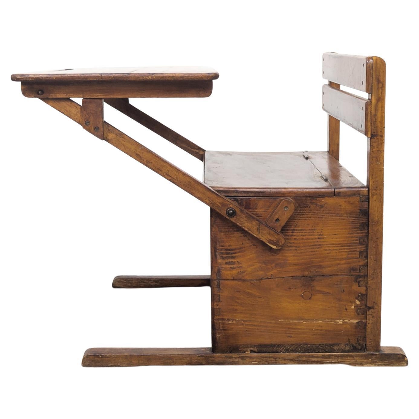 Modernist Bauhaus wooden kids folding school desk, 1920s
