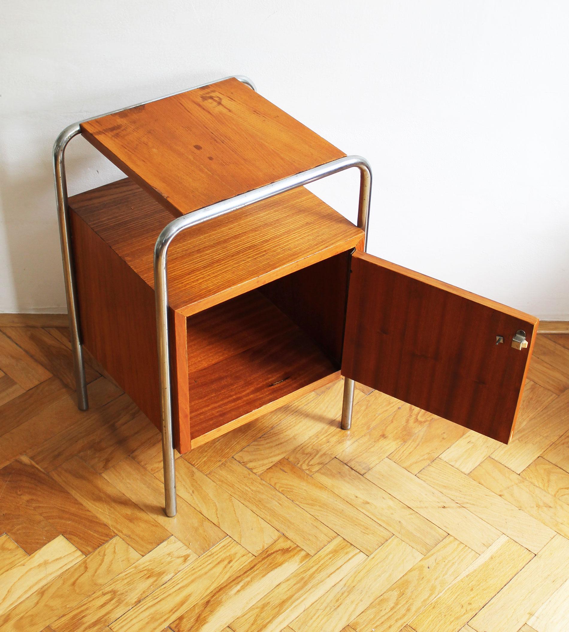 Steel Modernist Bedside table Model N6 by Slezak