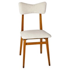 Silla modernista de haya y mohair blanco de Francor, Italia Años 60
