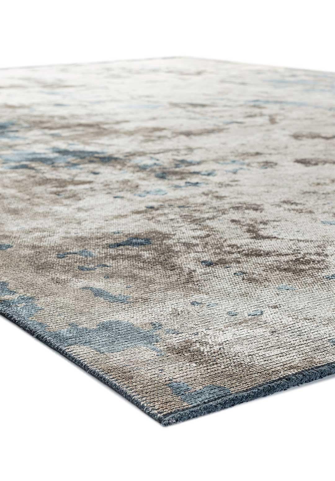 Modernistischer, luxuriöser, weicher Semi-Plüsch-Teppich mit abstraktem verblasstem Muster in Beige, Grau und Hellblau (Maschinell gefertigt) im Angebot