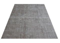 Modernist Beige Textured Minimalist Tencel Hand-Loomed Rug in Stock