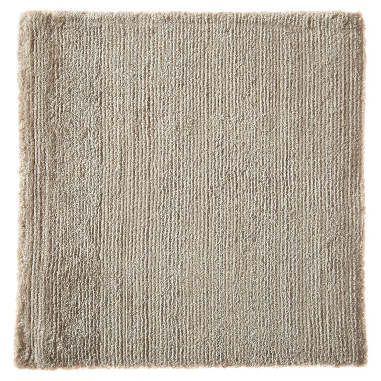 Modernist Beige Textured Minimalist Tencel Hand-Loomed Rug in Stock For ...