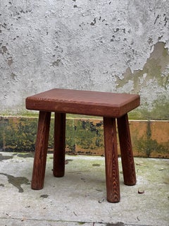 Taburete modernista belga de wengé macizo al gusto, Charlotte Perriand años 50/60