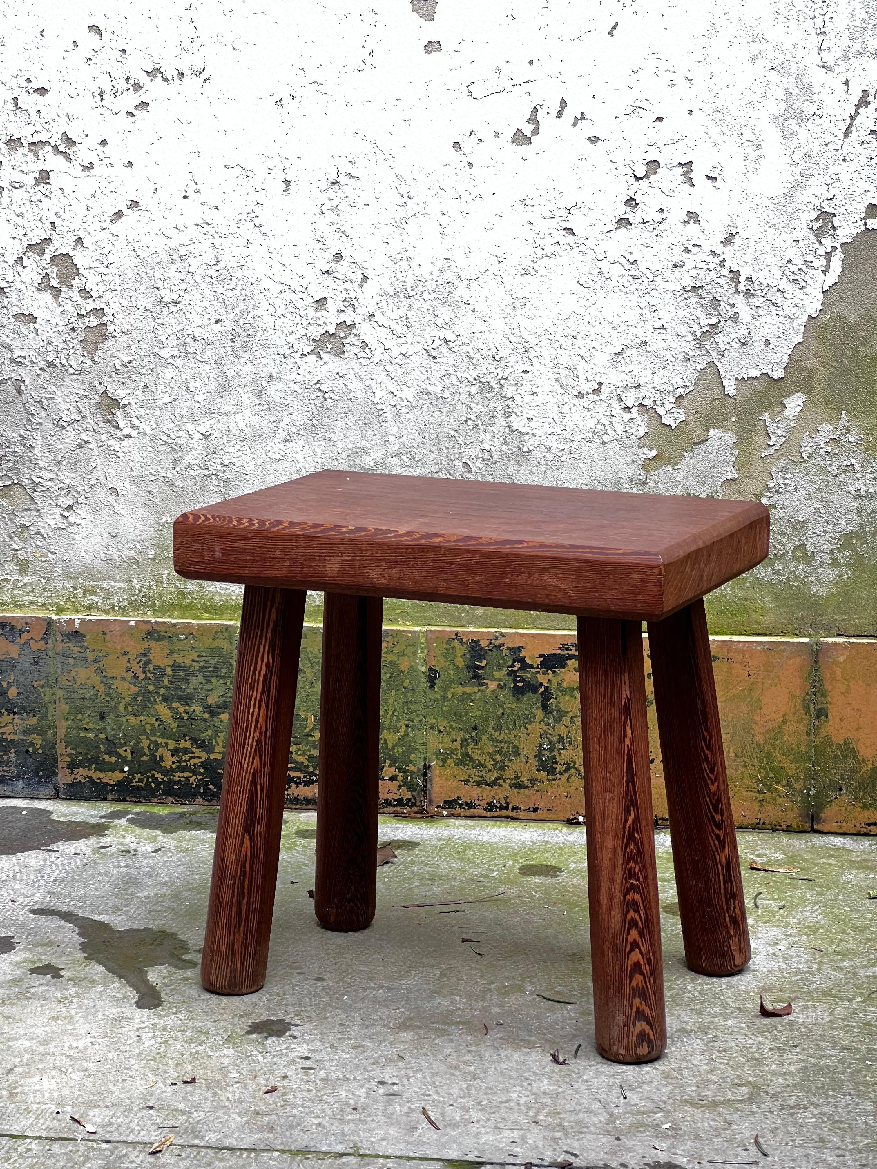 Hand-Crafted Modernist Belgian massive wenge stool in the taste, Charlotte Perriand 1950/60’s For Sale