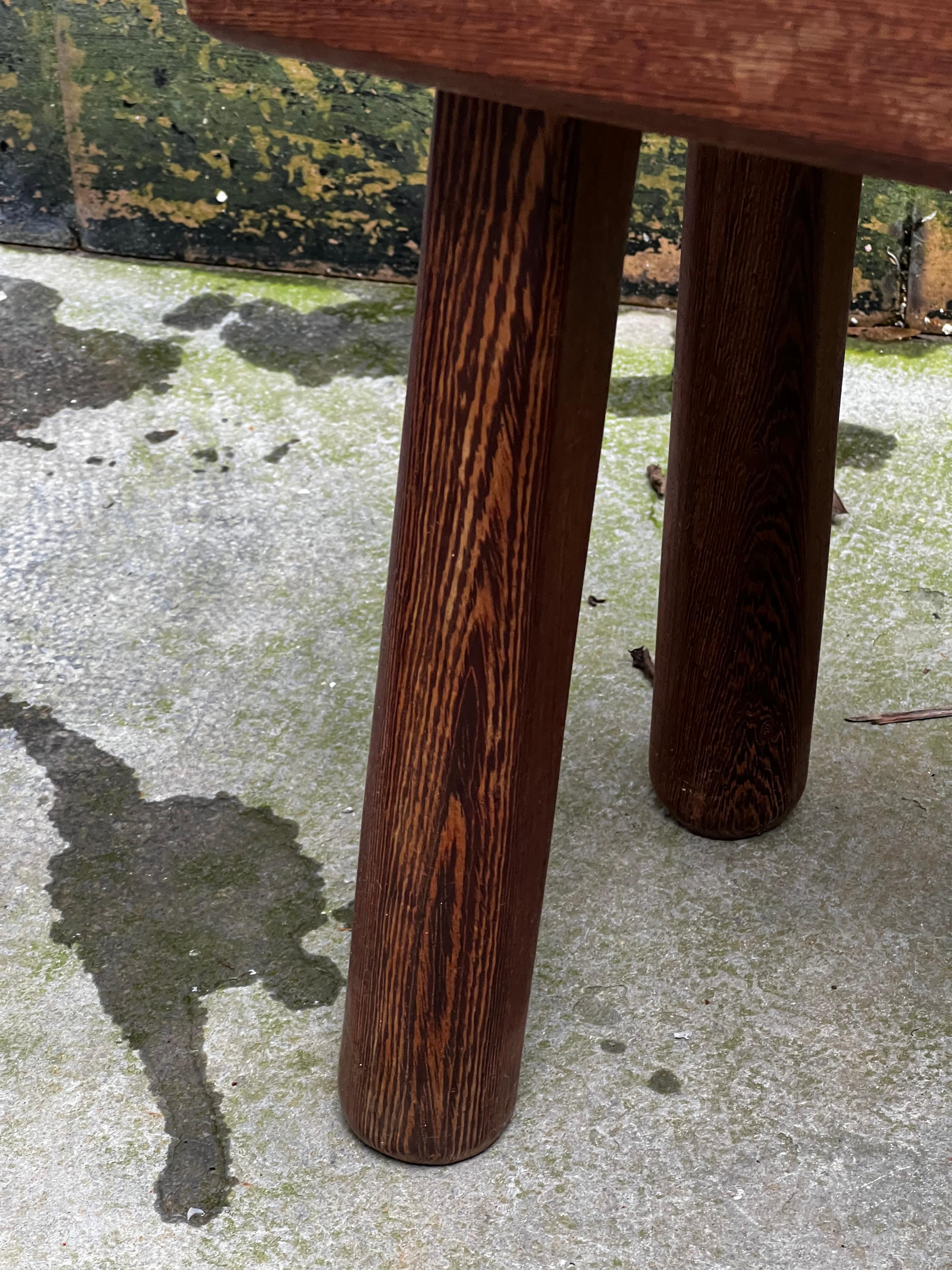Mid-20th Century Modernist Belgian massive wenge stool in the taste, Charlotte Perriand 1950/60’s For Sale