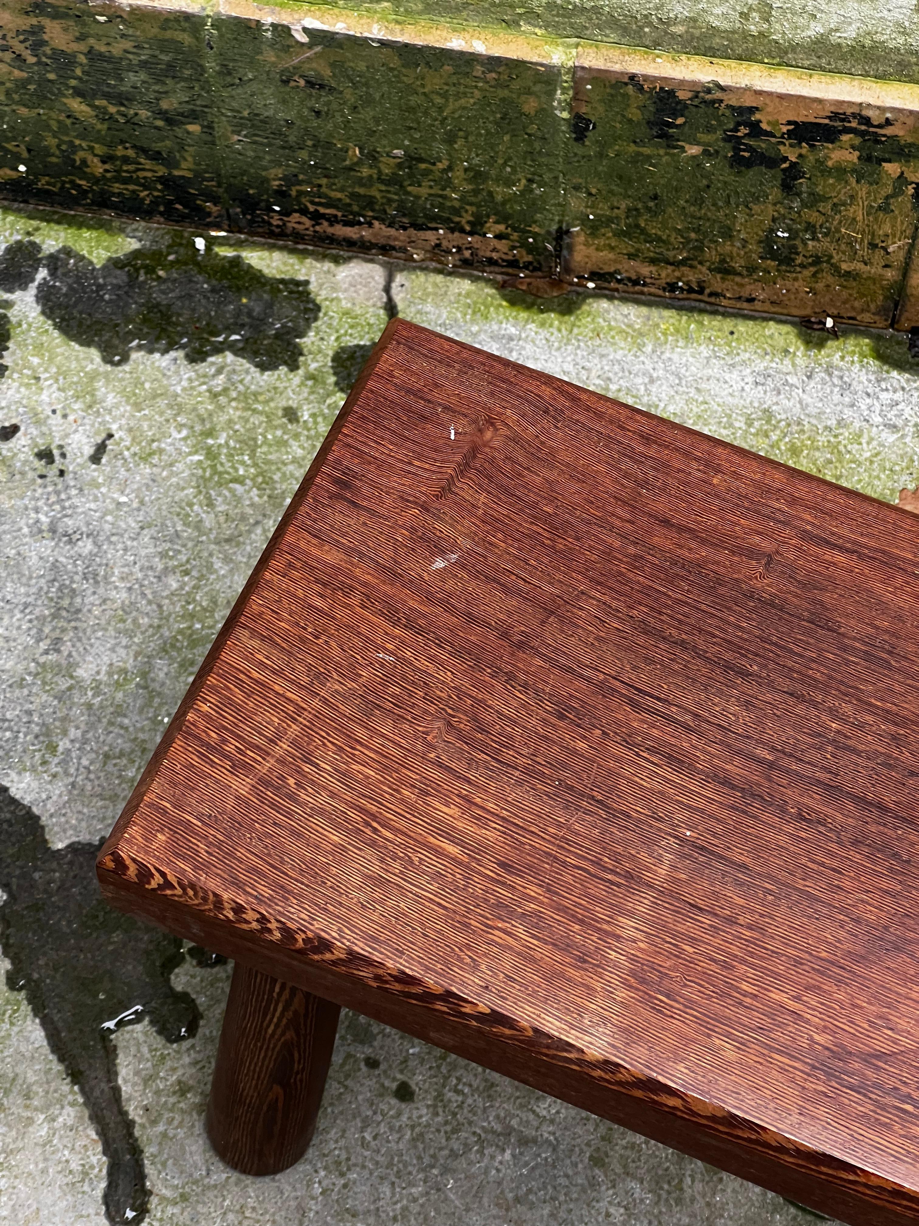 Oak Modernist Belgian massive wenge stool in the taste, Charlotte Perriand 1950/60’s For Sale