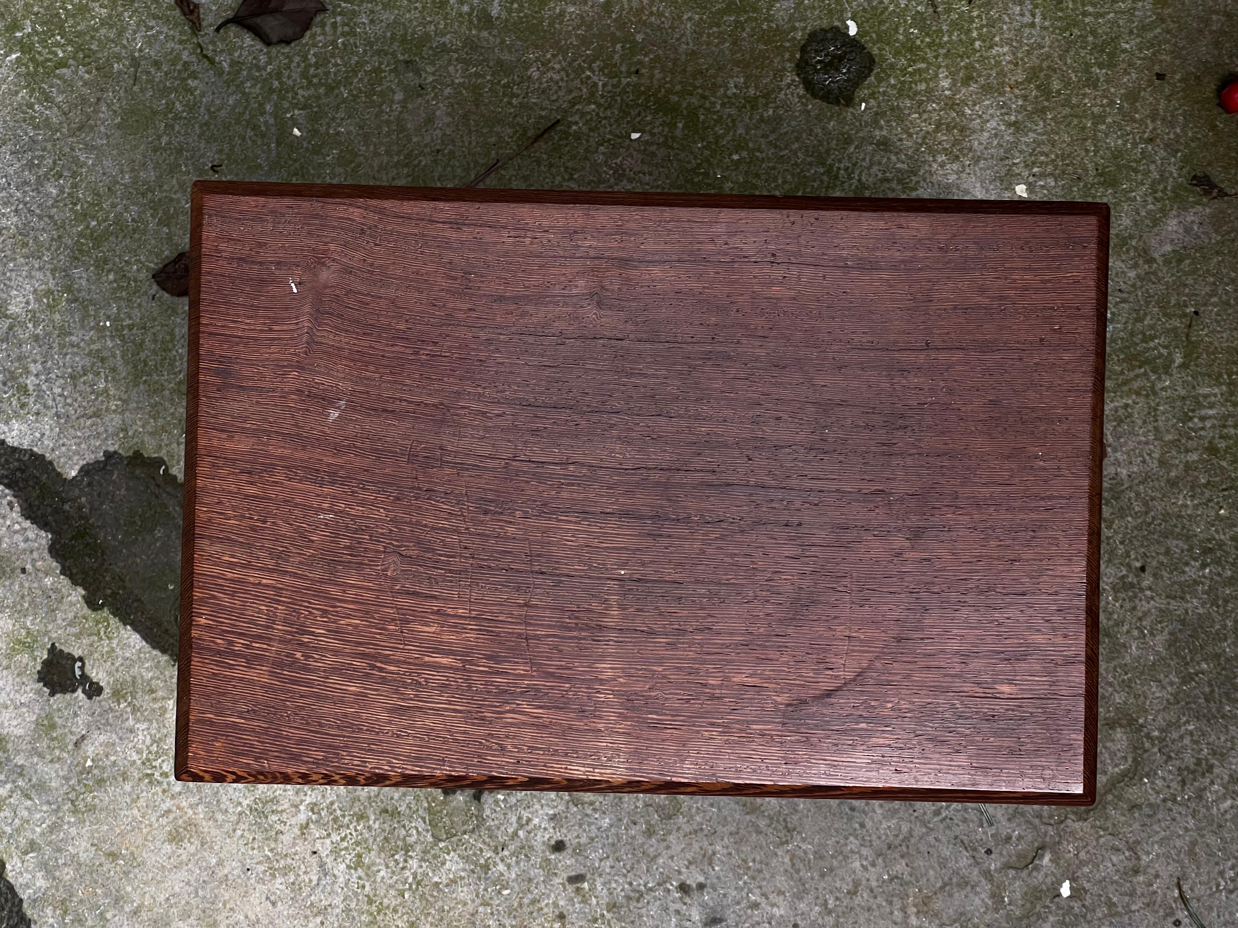 Modernist Belgian massive wenge stool in the taste, Charlotte Perriand 1950/60’s For Sale 1