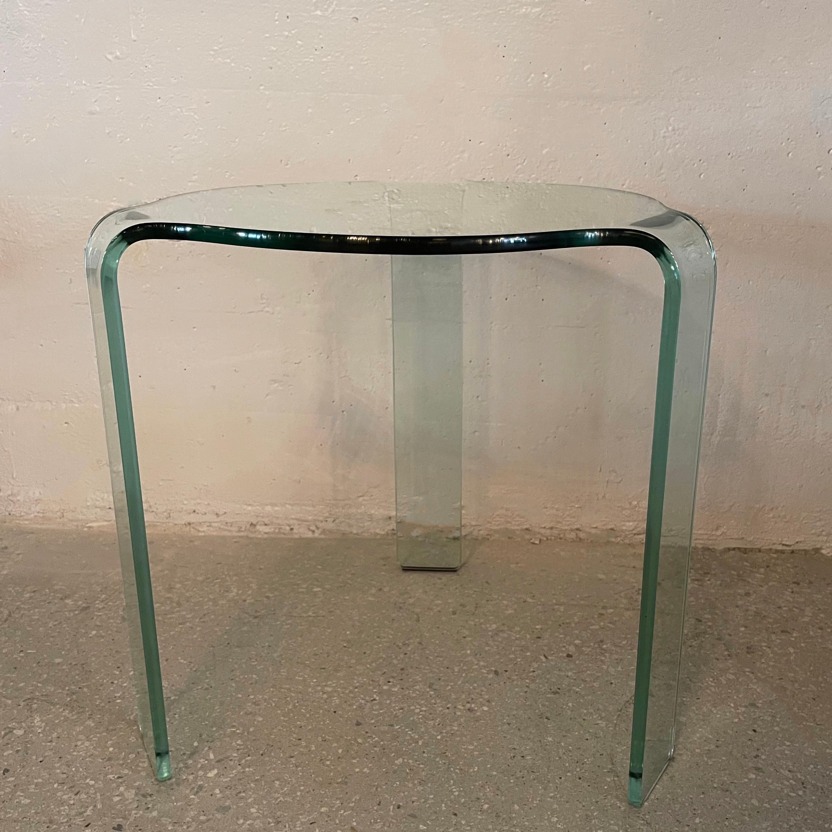 Italian Modernist Bent Glass Side Table by Vittorio Livi for Fiam