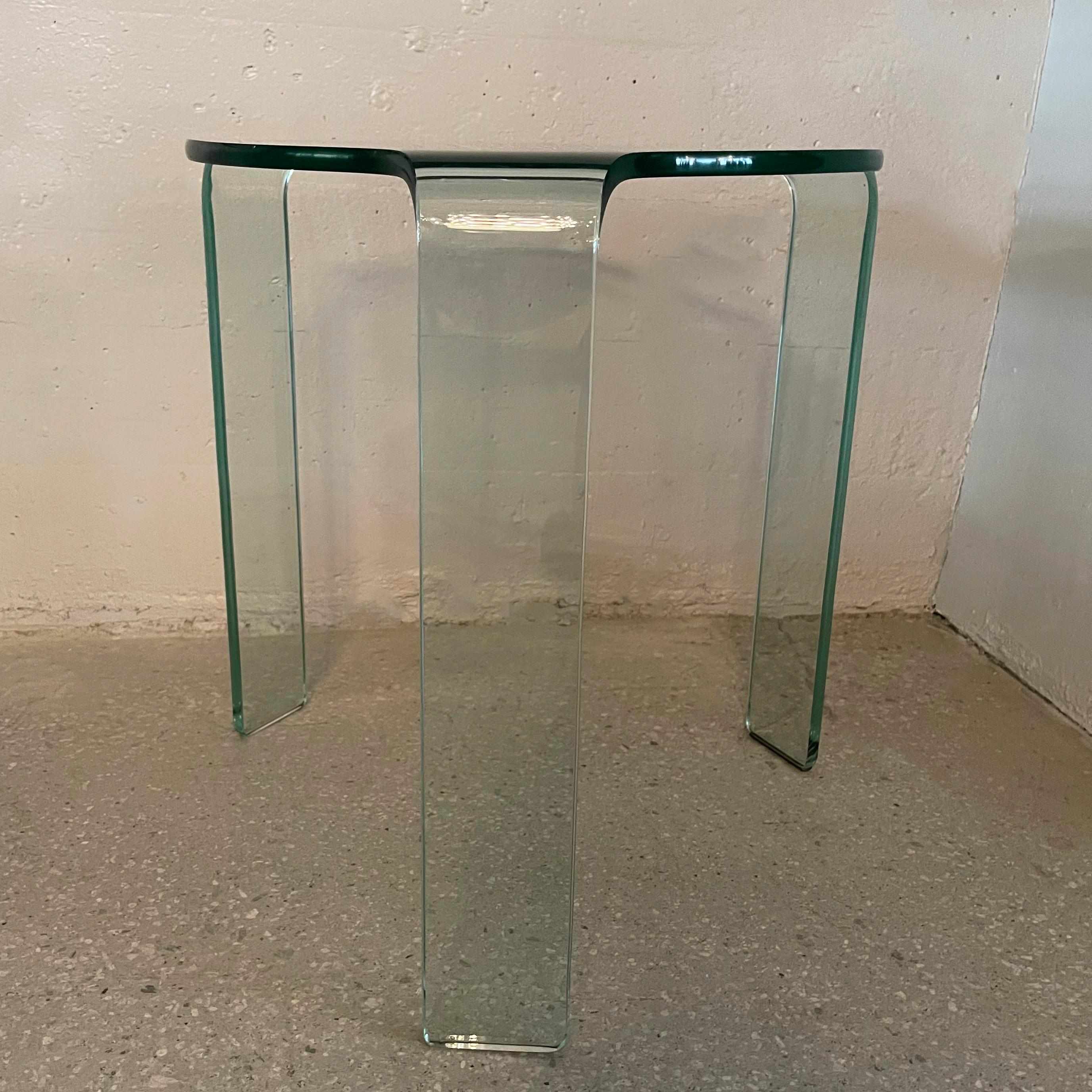Modernist Bent Glass Side Table by Vittorio Livi for Fiam In Good Condition In Brooklyn, NY