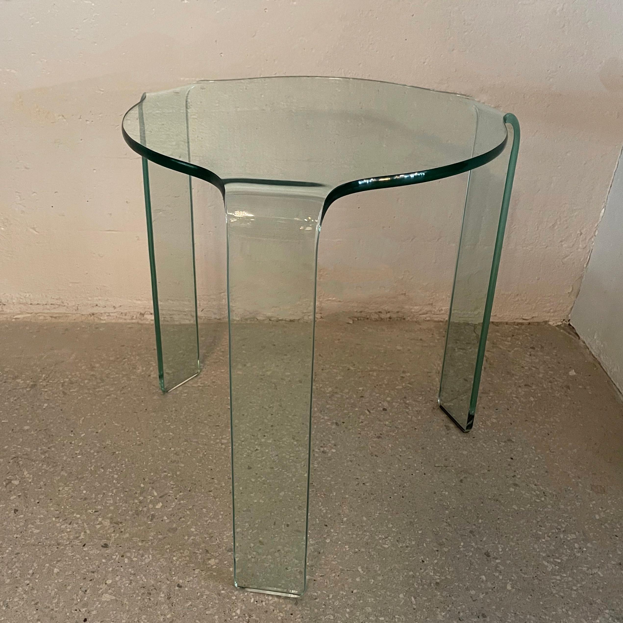 20th Century Modernist Bent Glass Side Table by Vittorio Livi for Fiam