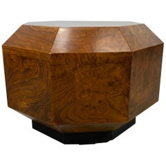 Modernist Beveled Octagon Burl Table / Pedestal, Heritage Henredon