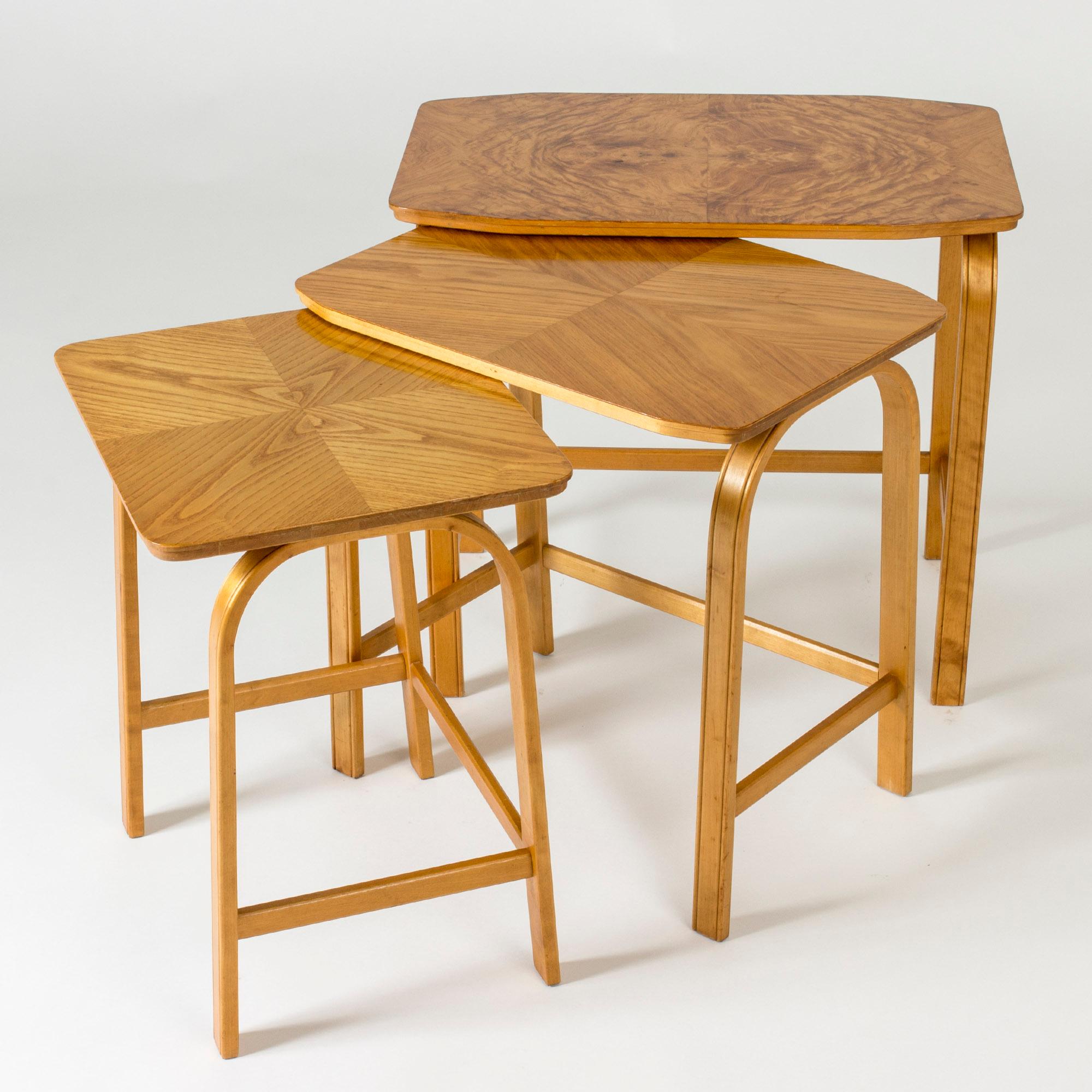 Scandinavian Modern Modernist Birch Nesting Tables by Axel Larsson, Sweden, 1930s For Sale