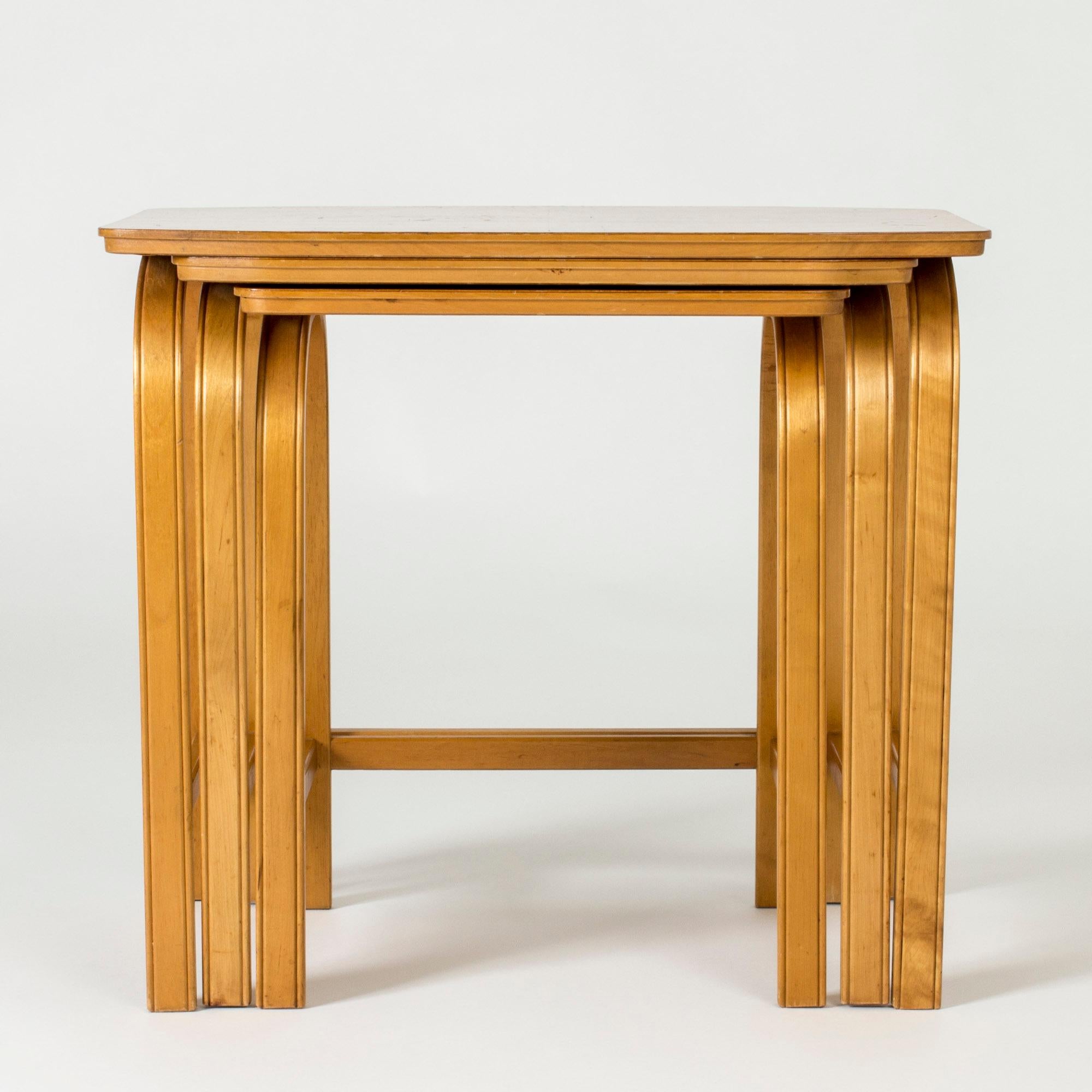 Mid-20th Century Modernist Birch Nesting Tables by Axel Larsson, Sweden, 1930s For Sale