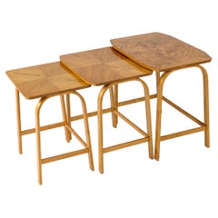 Modernist Birch Nesting Tables by Axel Larsson, Sweden, 1930s